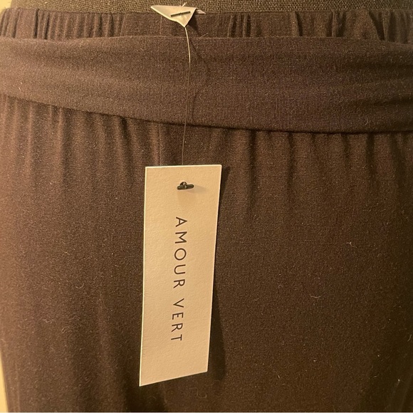 NWT Amour Vert Rowan Black Belted Wide Leg Cotton Knit Casual Pants Women’s XS/S - Picture 7 of 10